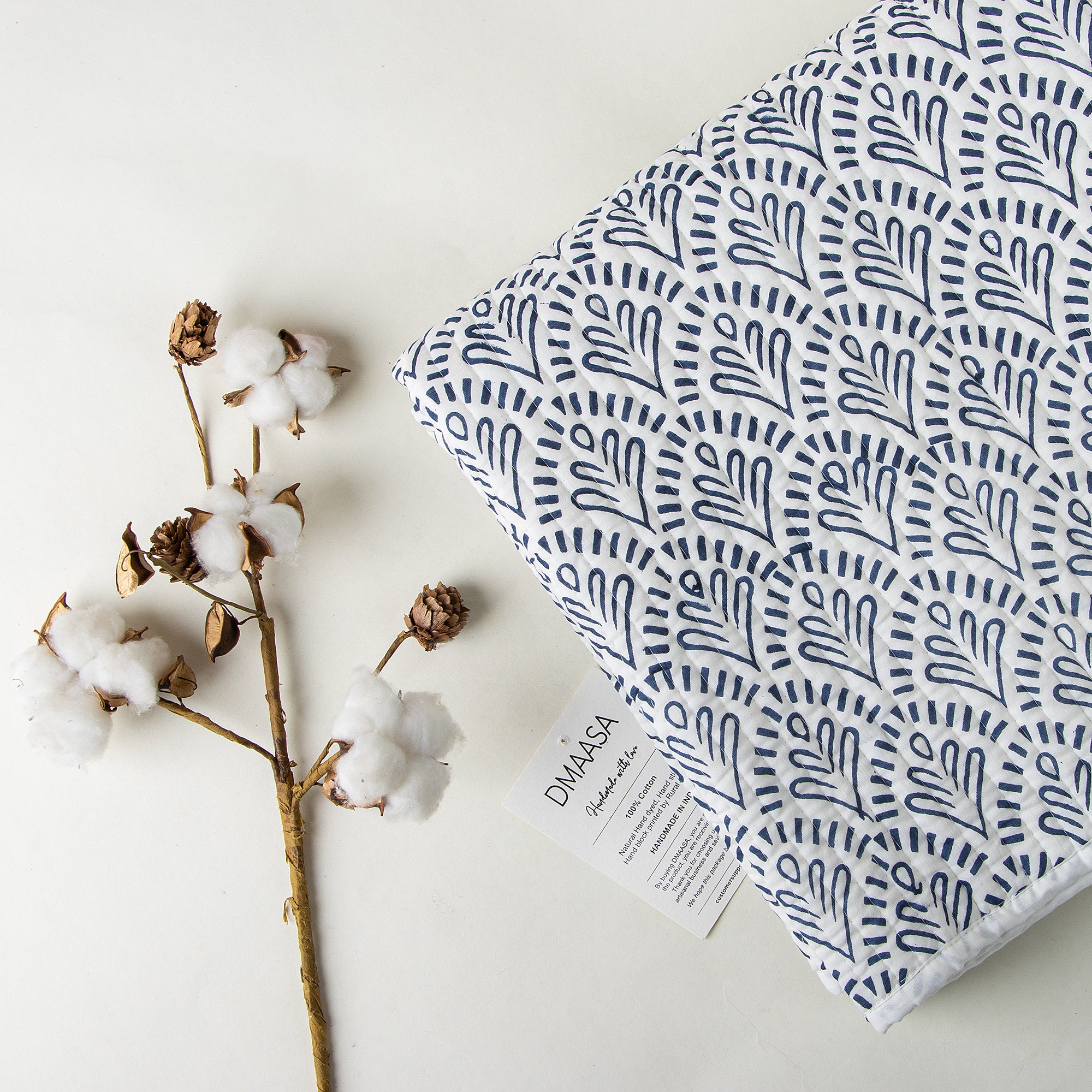 Blue Hand Printed Cotton Muslin Baby Blankets