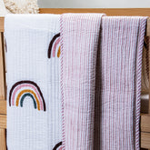 Multicolor Rainbow Muslin Cotton Receiving Blankets