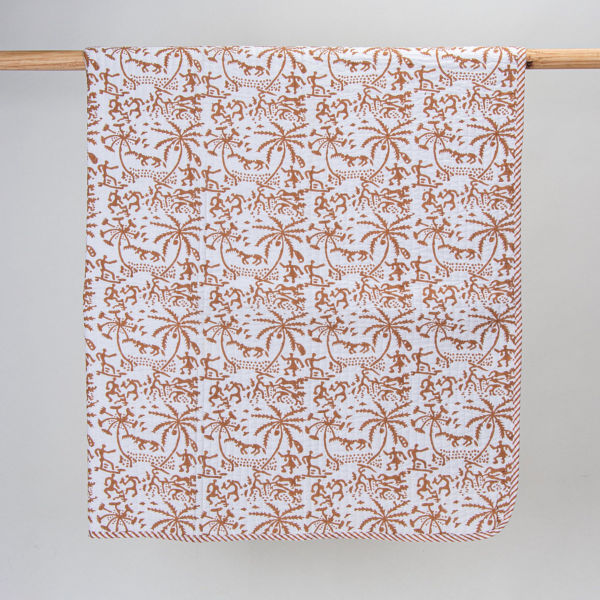 Brown Jungle Print Soft Cotton Baby Quilt Set