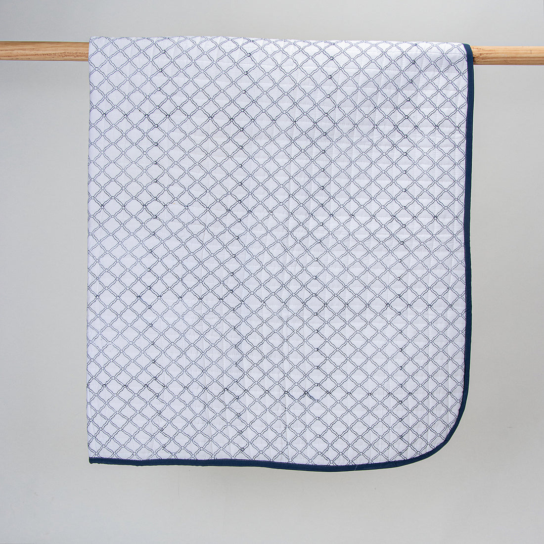 Blue Box Print Soft Cotton Small Baby Blanket Online