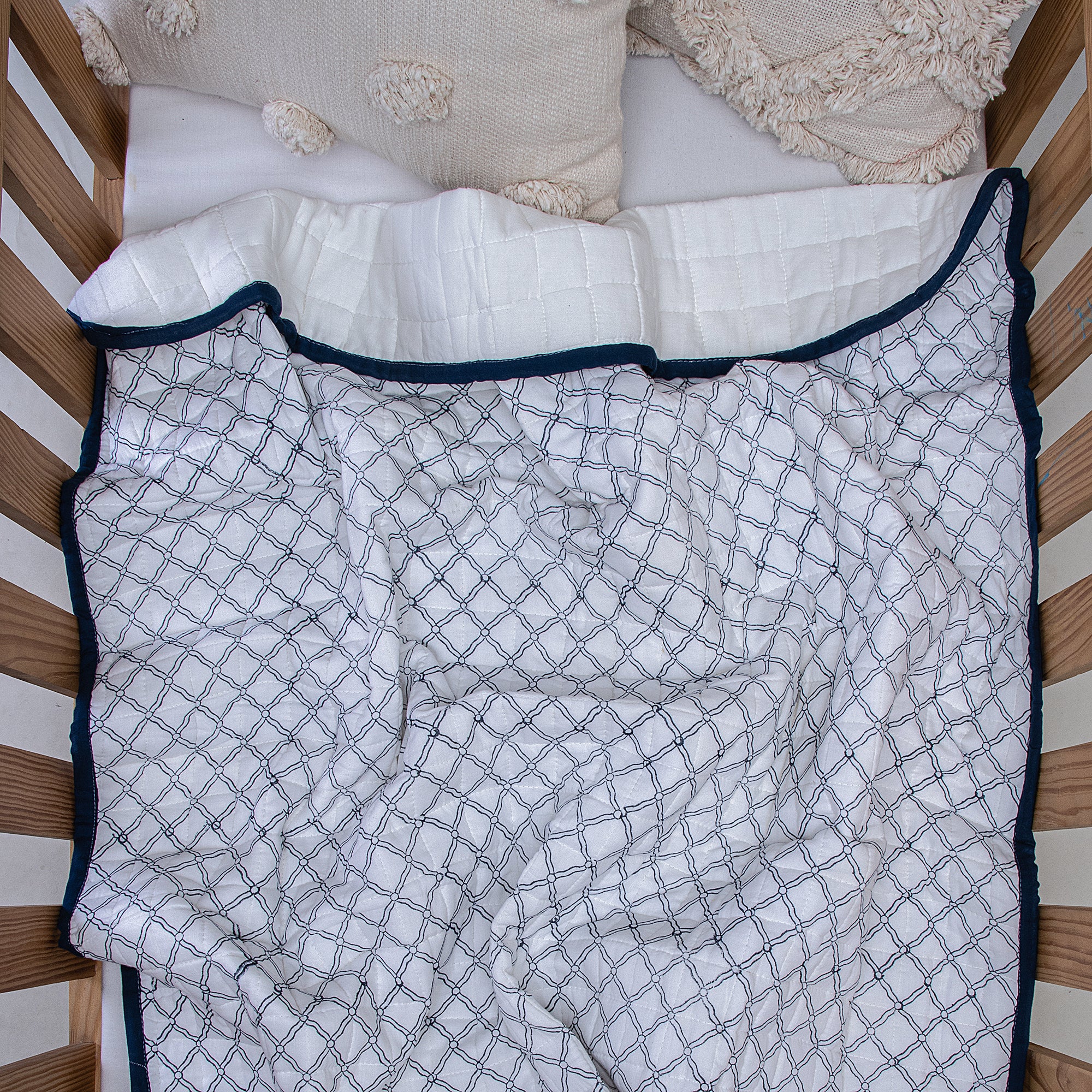 Blue Box Print Soft Cotton Small Baby Blanket Online