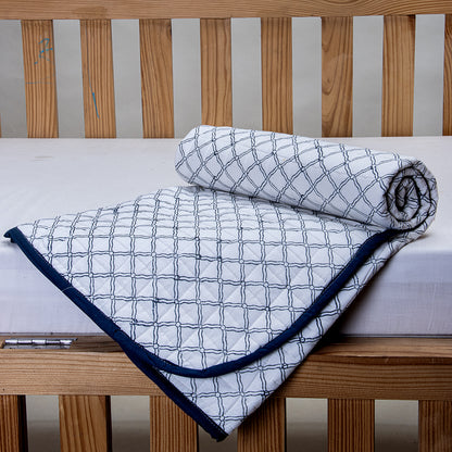 Blue Box Print Soft Cotton Small Baby Blanket Online