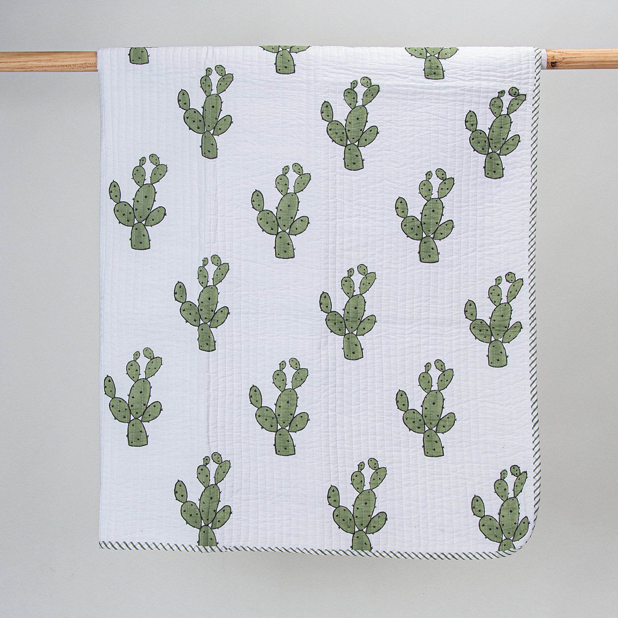 Cactus Design Green Soft Modern Baby Blankets