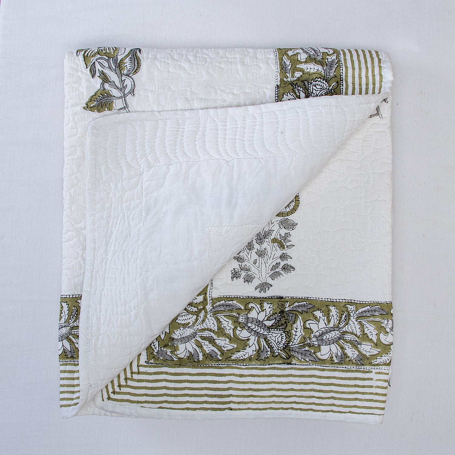 Green Floral Print Cotton Comfort Pure Baby Blanket
