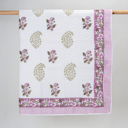 Purple Floral Print Personalized Baby Blankets
