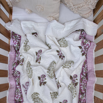 Purple Floral Print Personalized Baby Blankets