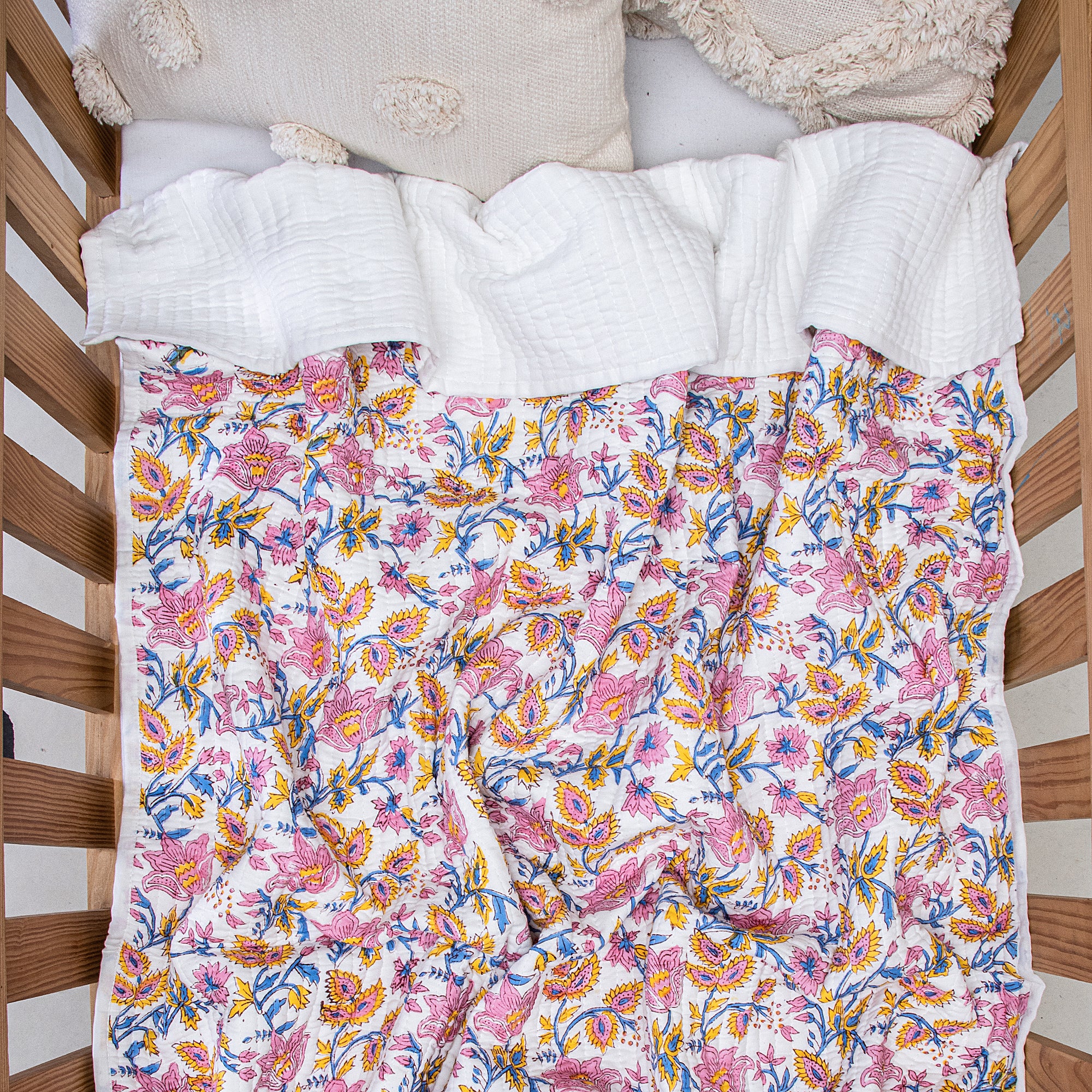 Natural Pink Floral Design Soft Baby Blanket