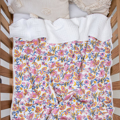Natural Pink Floral Design Soft Baby Blanket