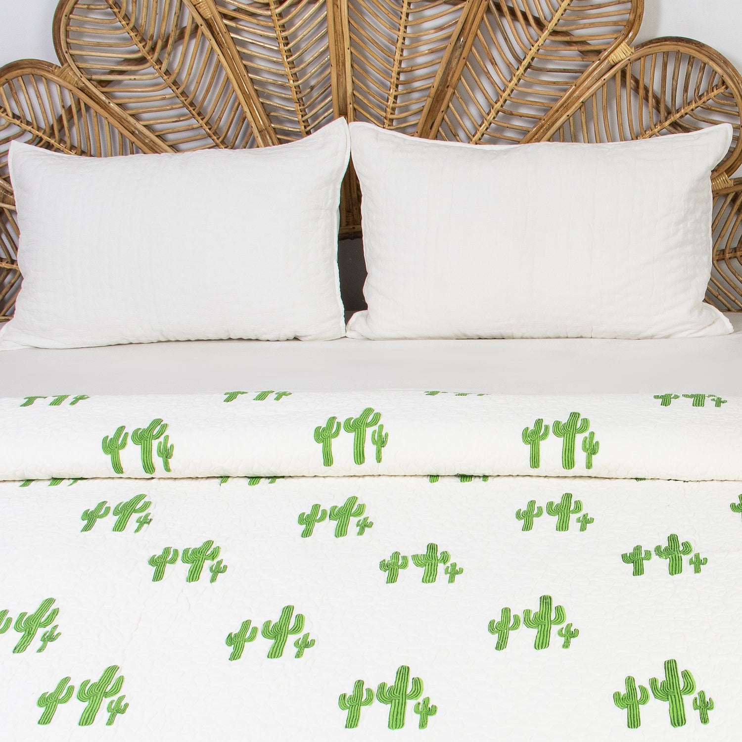 Green Cactus Big Printed Cotton Jaipuri Blanket
