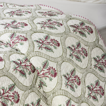 Multicolor Floral Printed Soft Cotton Jaipuri Quilt