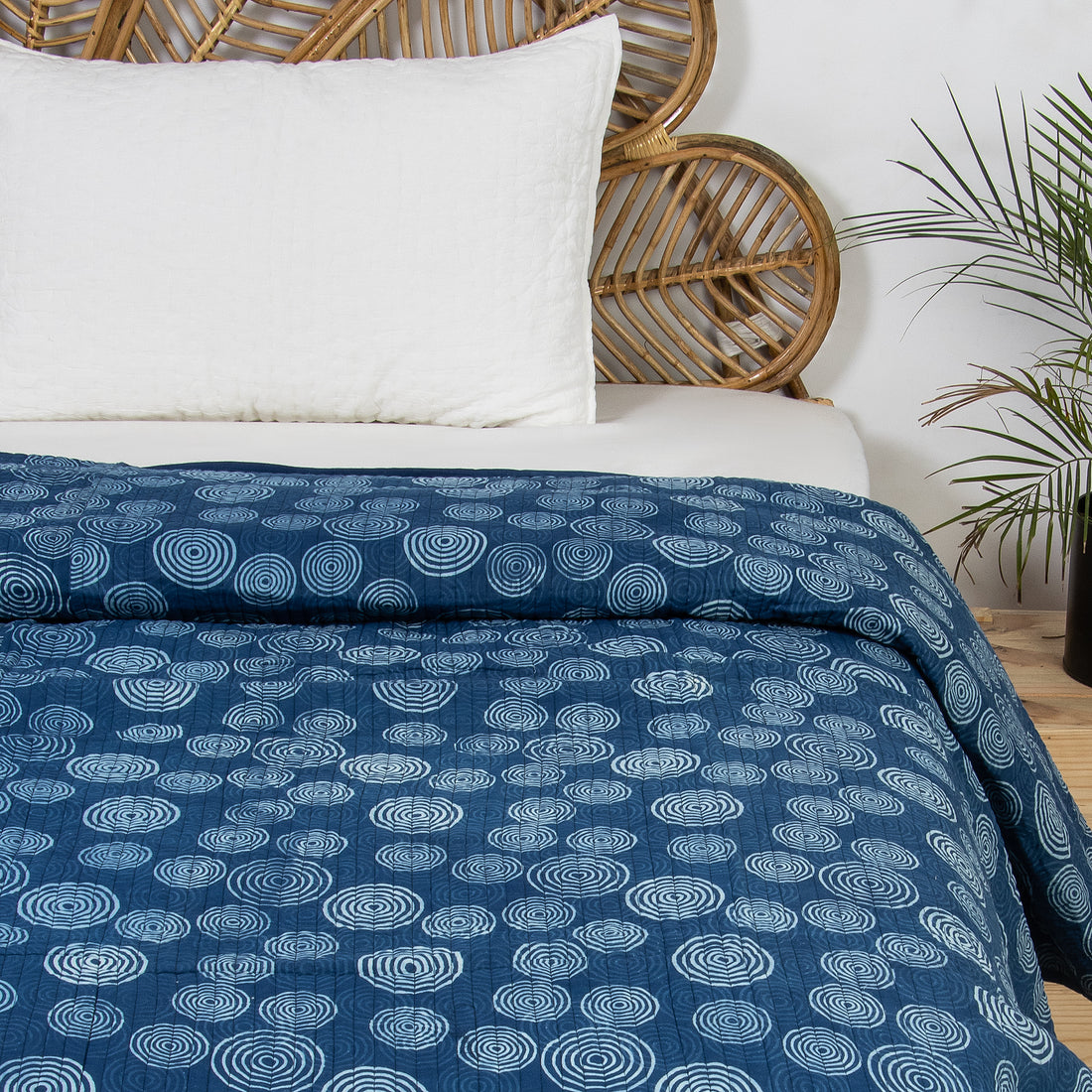 Handmade Indigo Blue Soft Cotton Jaipuri Quilt