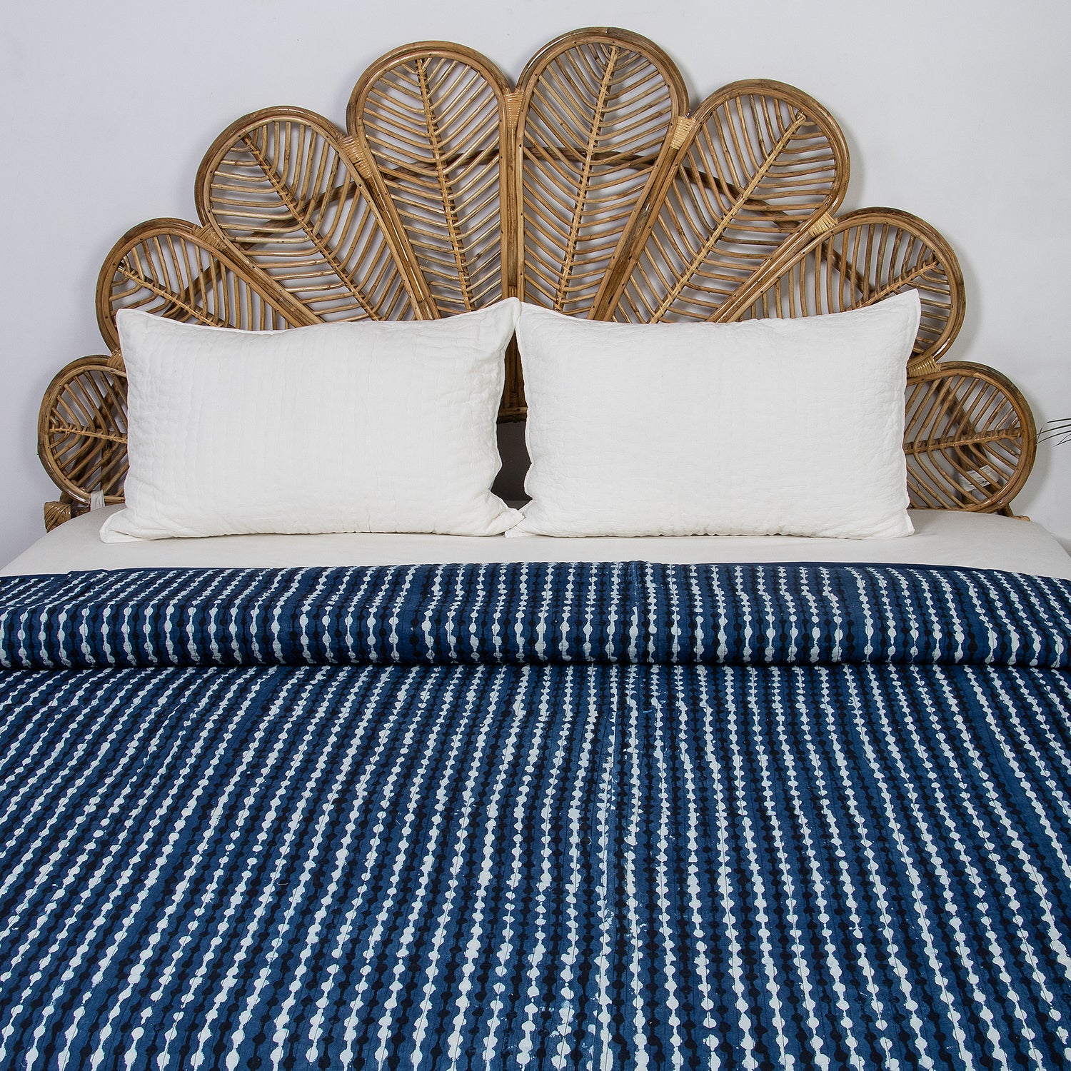 Pure Cotton Quilts and Comforters Indigo Blue Stripes