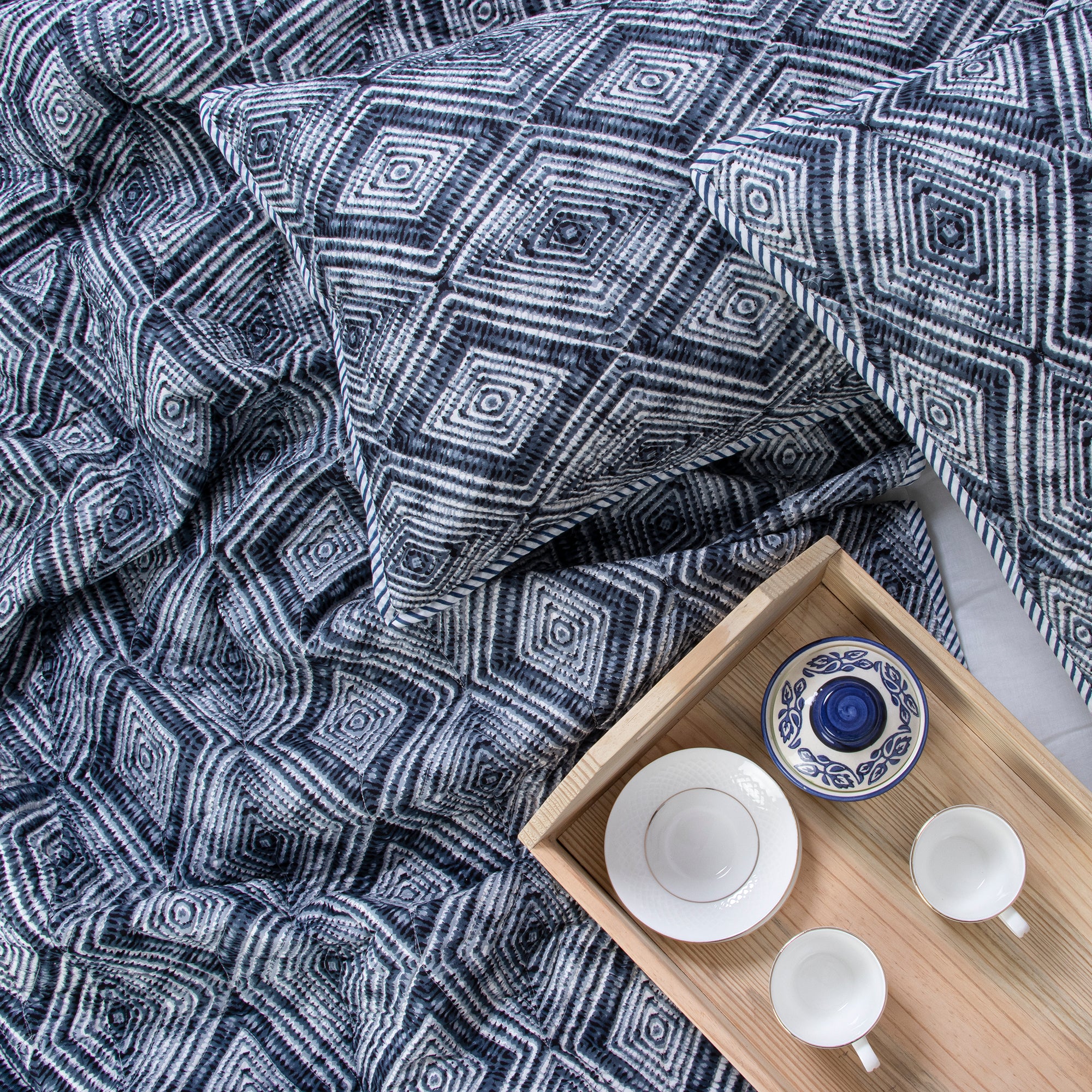 Handmade Ikat Cotton Soft Quilt