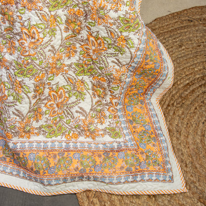 Yellow Floral Organic Cotton Jaipuri Quilts Online
