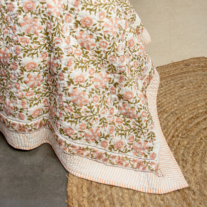 Handmade Flower Print Soft Cotton Blanket