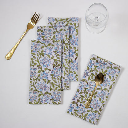 Flower Printed Soft Cotton Dining Table Napkins