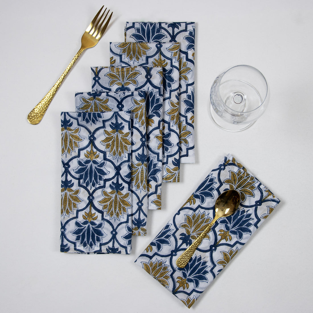 Block Flower Print Cotton Table Best Napkin Prices