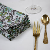 Handmade Flower Print Cotton Dinner Napkins