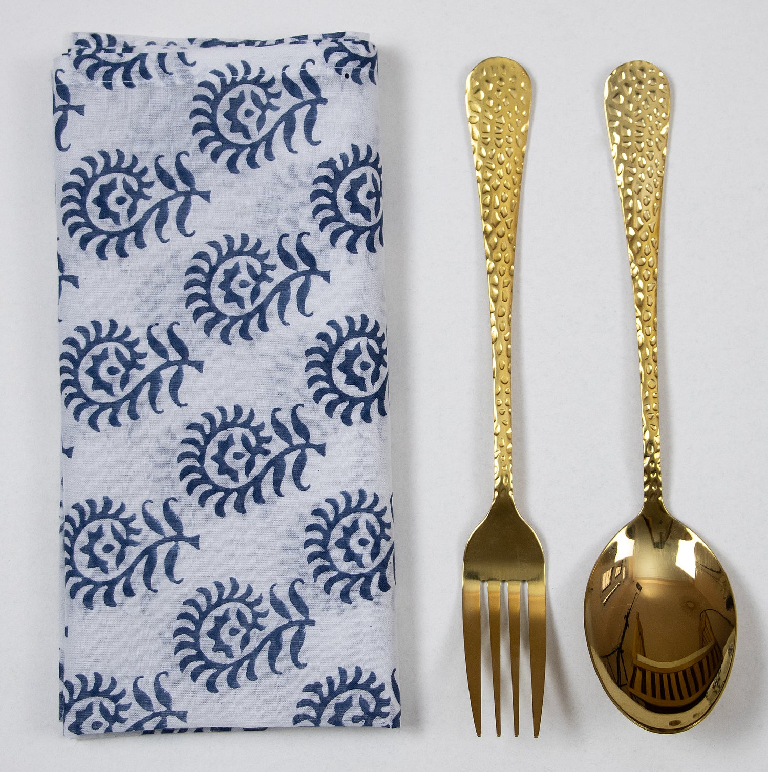 Hand Block Flower Print Cotton Dinner Napkins