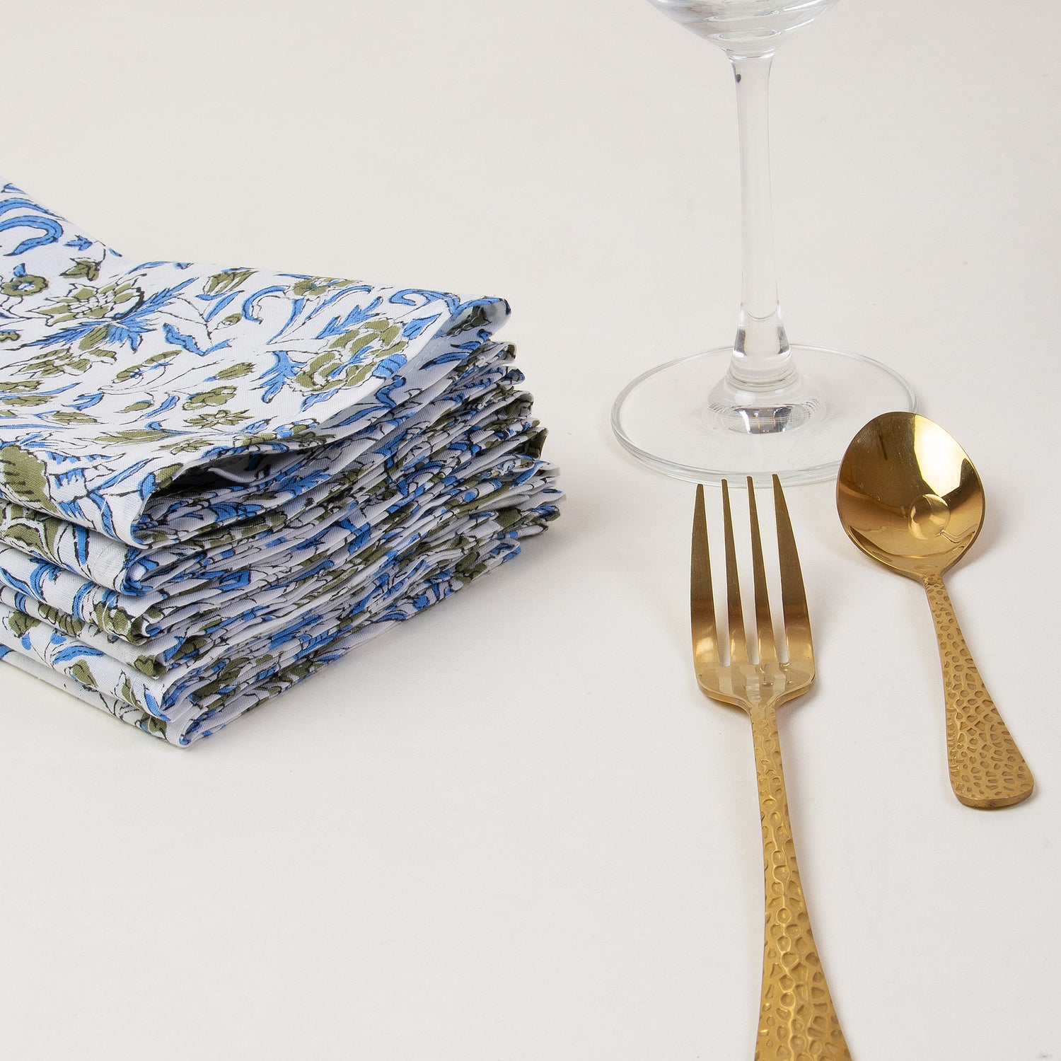 Blue Hand Block Printed Cotton Napkins Cloth