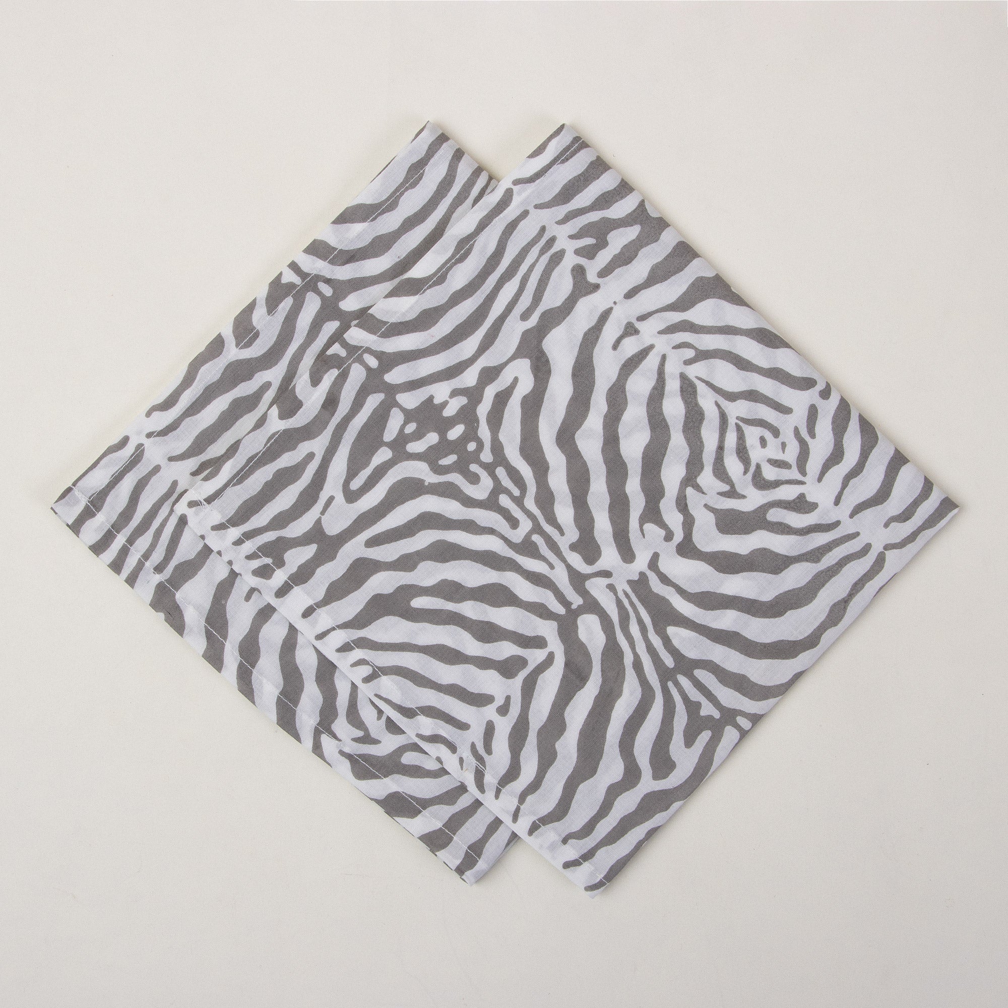 Gray Hand Block Reusable Pure Cotton Dining Table Napkin Cloth