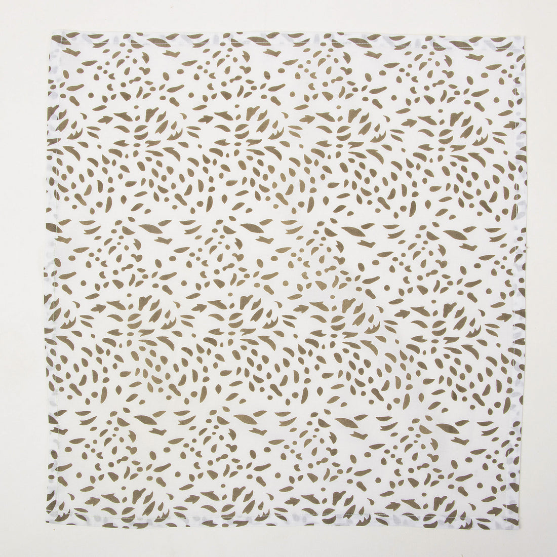 Green Leaf Hand Blocked Pure Cotton Printed Napkin Cloth