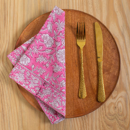 Pink Floral Print Cotton Table Cloth 6 Seater