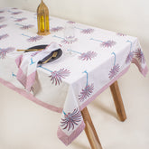 Palm Print Cotton Dining Table Cover 6 Seater