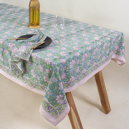 Floral Print Cotton Table Cover Cloth With Napkins