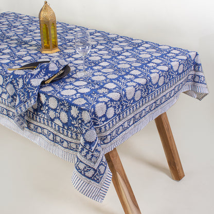 Blue Hand Block Printed Cotton Dining Table Cover