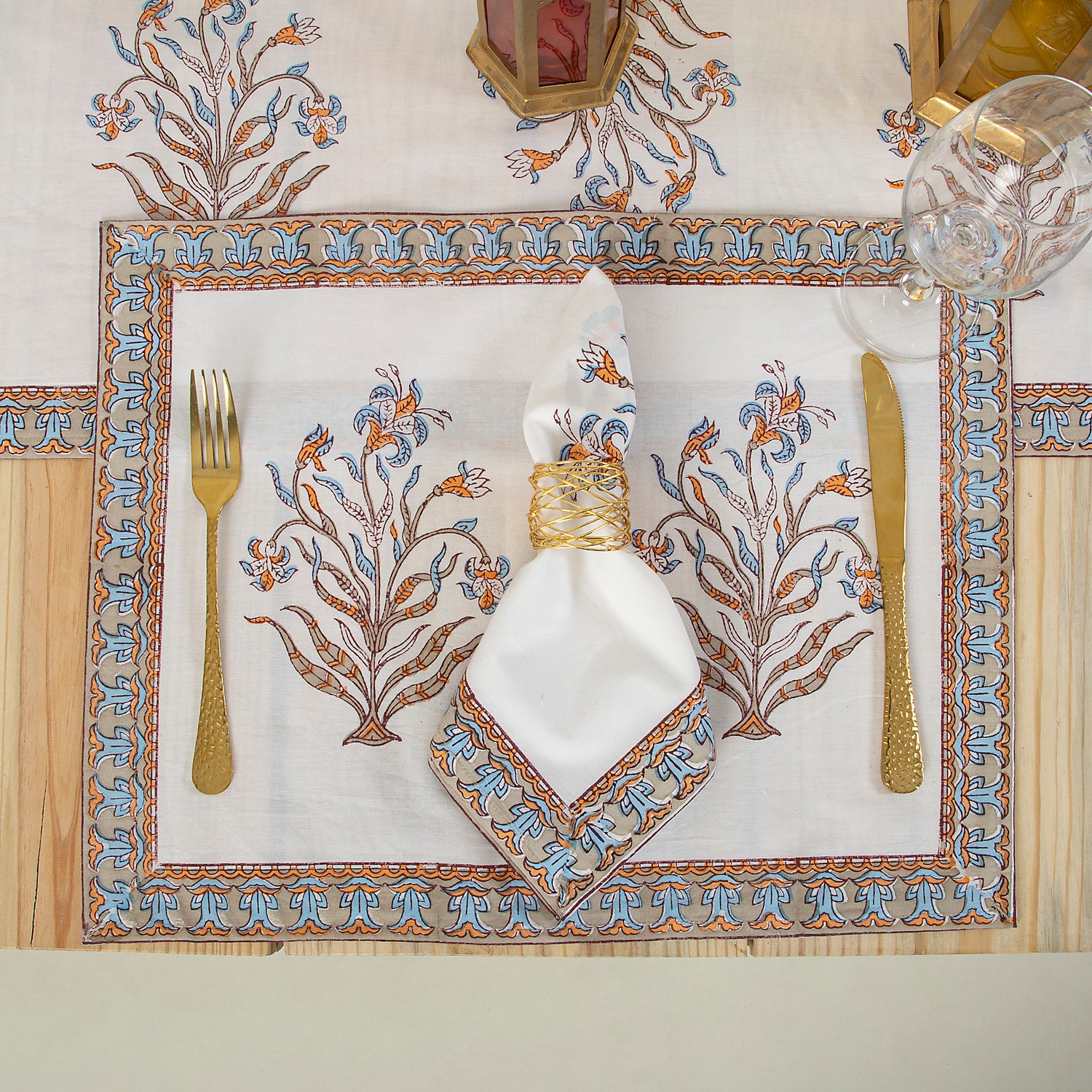 Hand Block Printed Cotton Floral Dinning Table Runners
