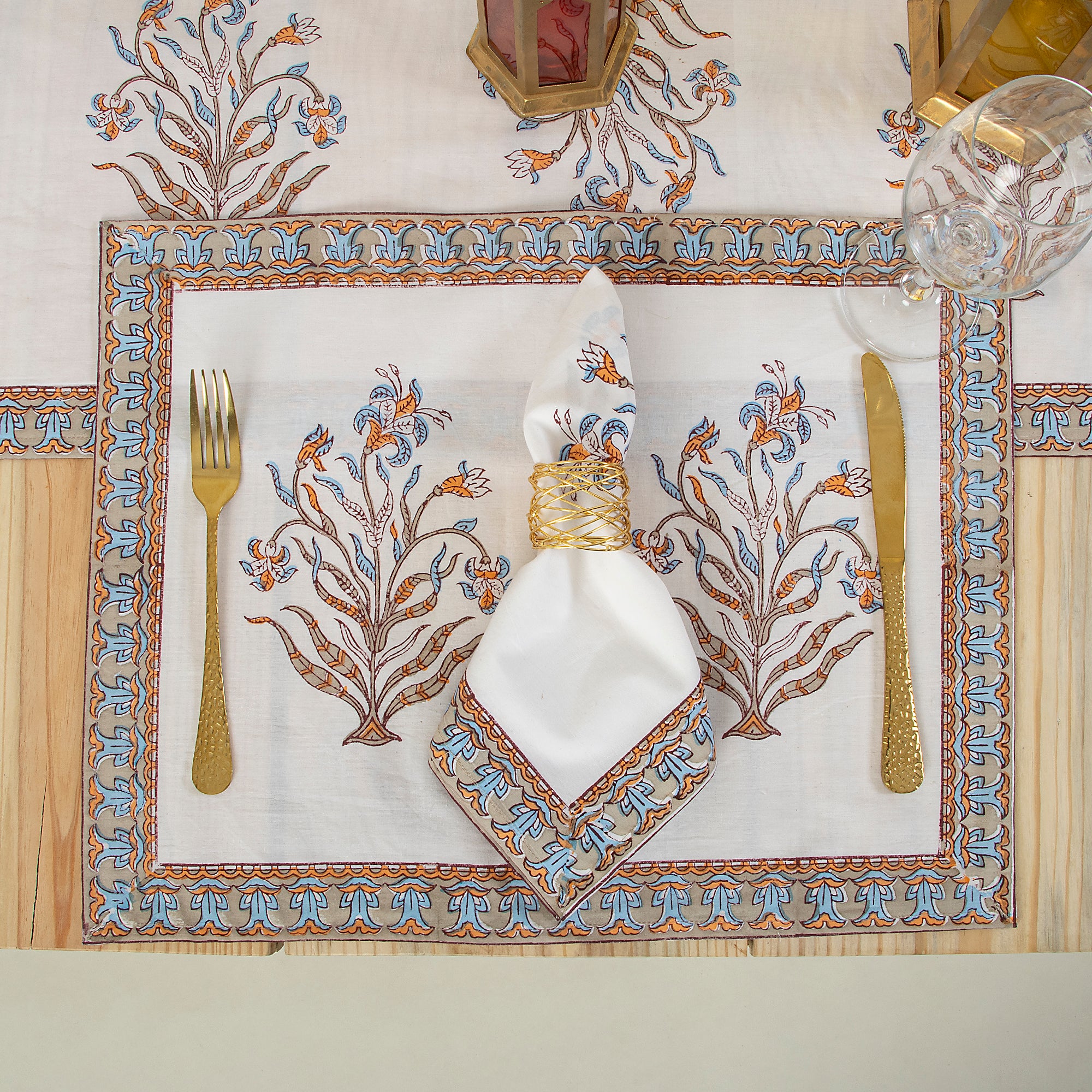 Hand Block Printed Cotton Floral Dinning Table Runners