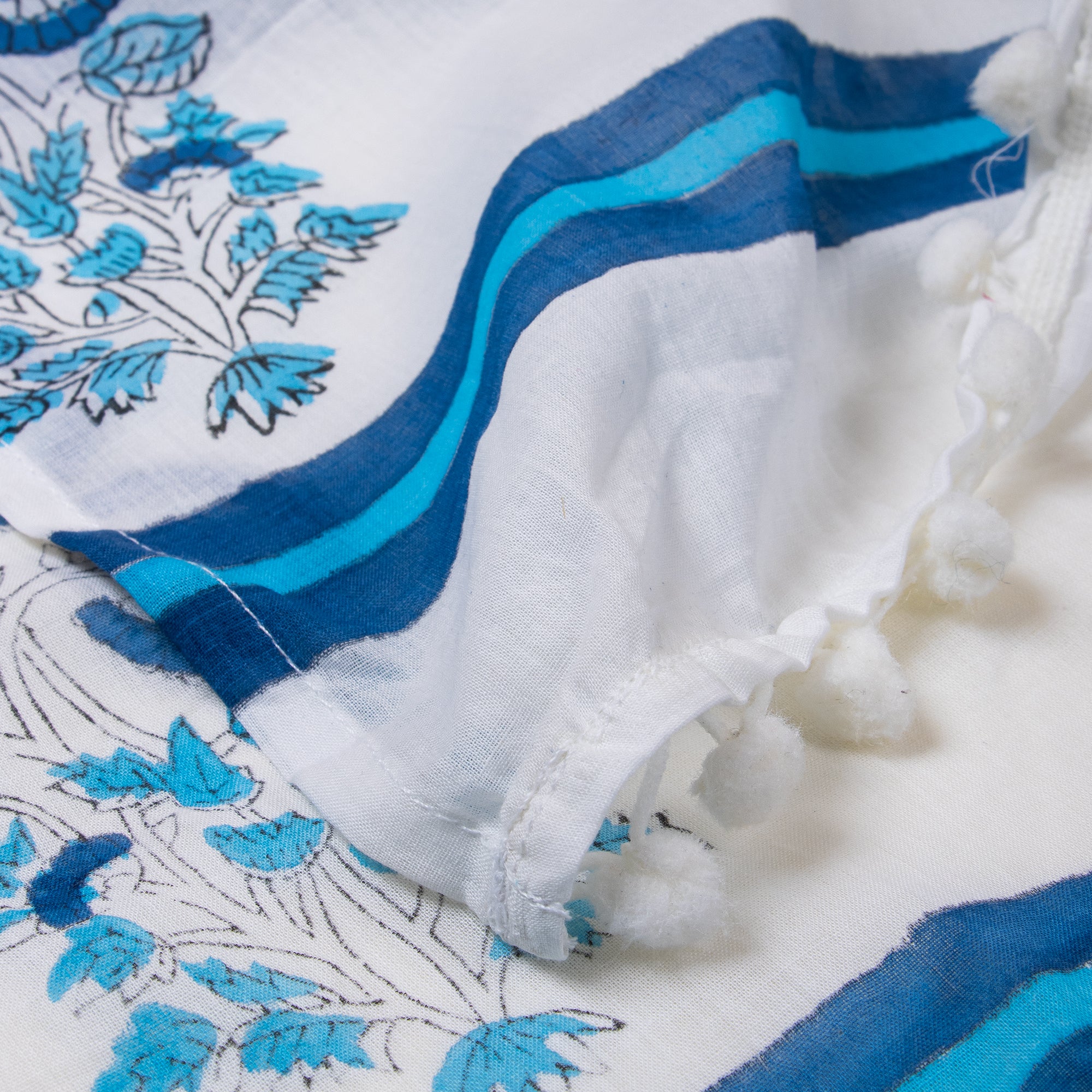 Sky Blue Soft Cotton Floral Print Best Designer Stoles