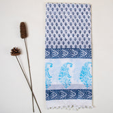 Sky Blue Stylish Cotton Floral Dupatta Scarf Online