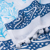 Sky Blue Stylish Cotton Floral Dupatta Scarf Online