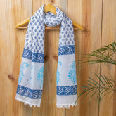 Sky Blue Stylish Cotton Floral Dupatta Scarf Online