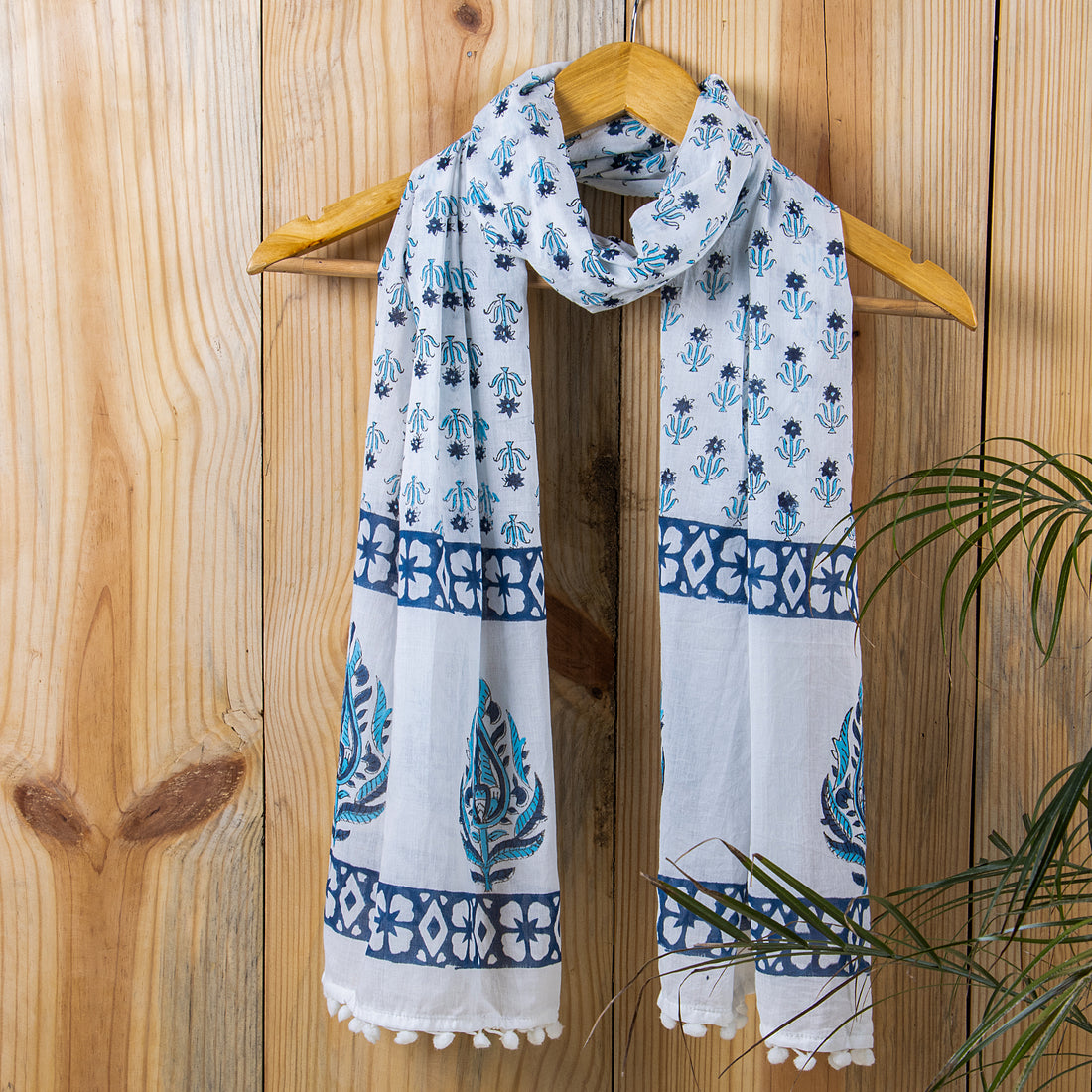 Brown Hand Block Print Cotton Plain Stoles