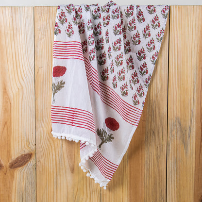 Hand Block Print Cotton Multicolor Stole