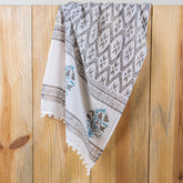 Grey Ikat Hand Block Print Dupatta Scarf