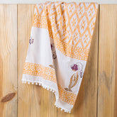 Mustard Yellow Floral Hand Block Print Dupatta Scarf