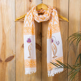 Mustard Yellow Floral Hand Block Print Dupatta Scarf