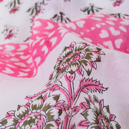 Pink Floral Print Cotton Scarf Online