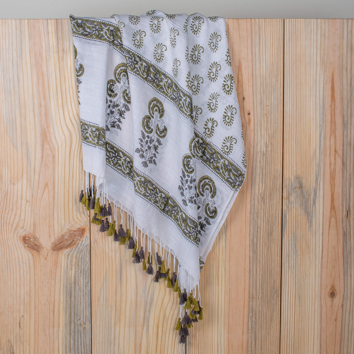 Indian Hand Block Printed Buti Soft Neck wrap Linen Stole