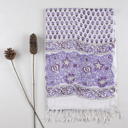 Purple Buti Hand Printed Linen Stole for Women