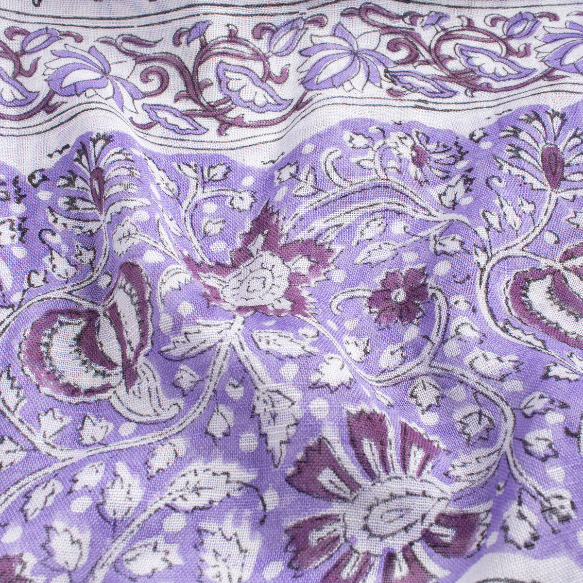Purple Buti Hand Printed Linen Stole for Women