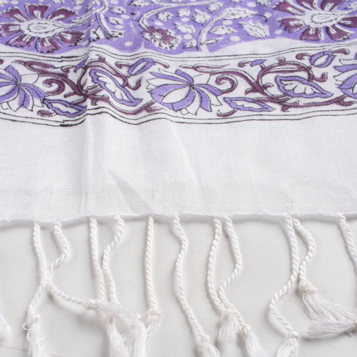 Purple Buti Hand Printed Linen Stole for Women