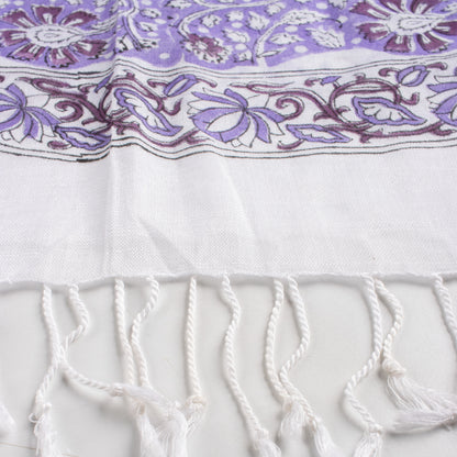 Purple Buti Hand Printed Linen Stole for Women