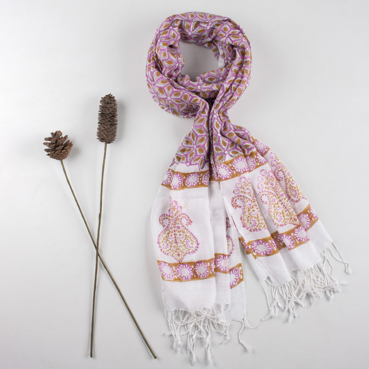 Premium Floral Printed Linen Stole For Women