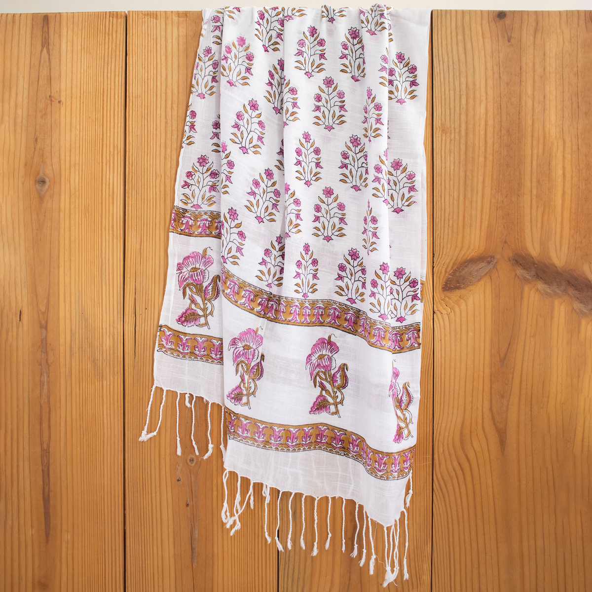 Boota Floral Printed Elegant Linen Stole for Women