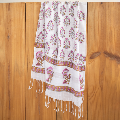 Boota Floral Printed Elegant Linen Stole for Women